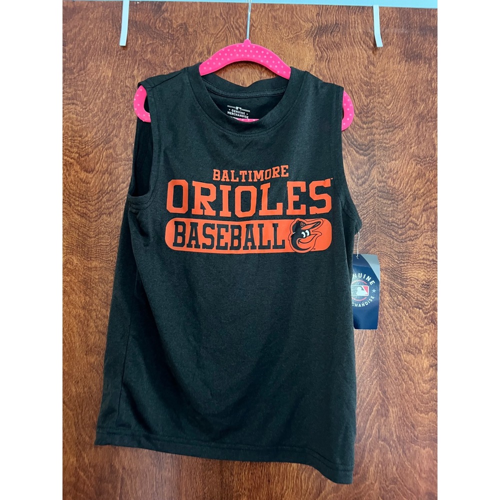 NEW MLB Baltimore Orioles Baseball Tank Top Kids XS 4/5 Gray Sleeveless Shirt